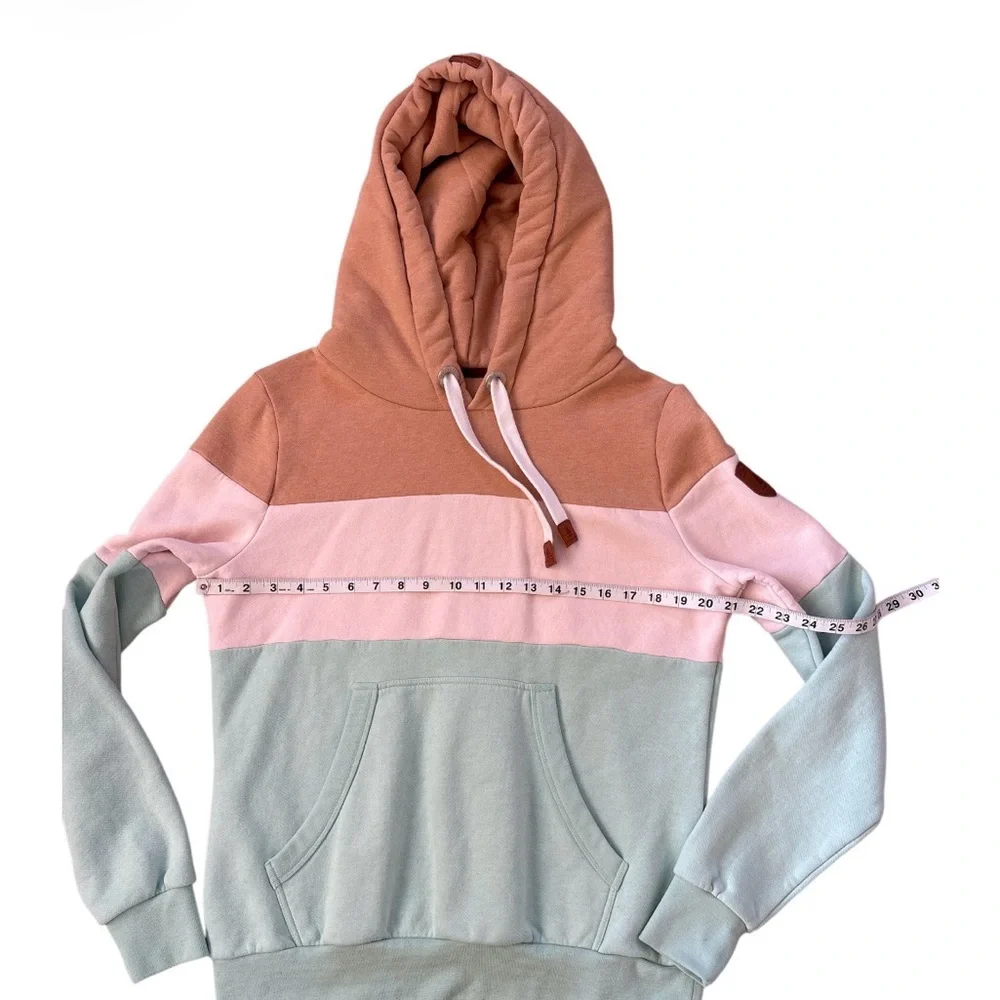 Wanakome Colorblock Hoodie in Tan, Blush Pink & Mint‎ - Large